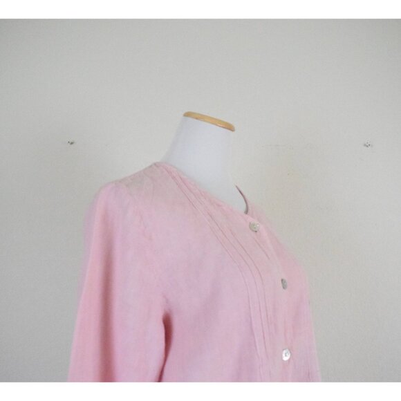 Vintage 90s Pink Linen Pink Tunic Blouse | size M - Picture 4 of 10